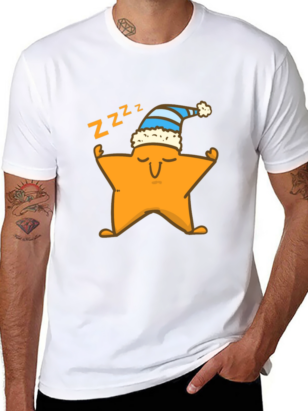 Sleepy Star Graphic Tee - Black Cotton T-Shirt
