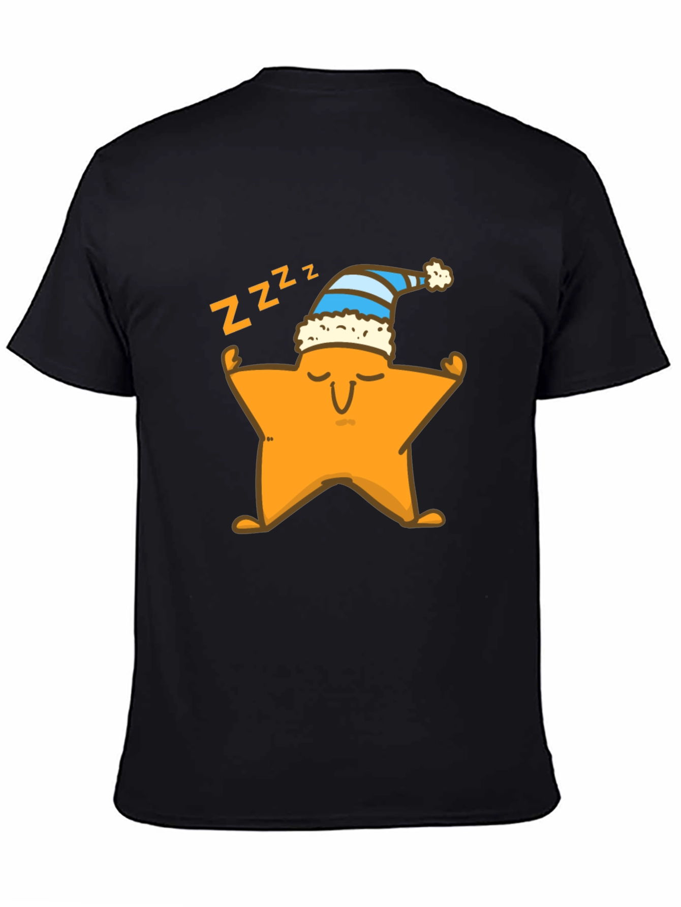 Sleepy Star Graphic Tee - Black Cotton T-Shirt