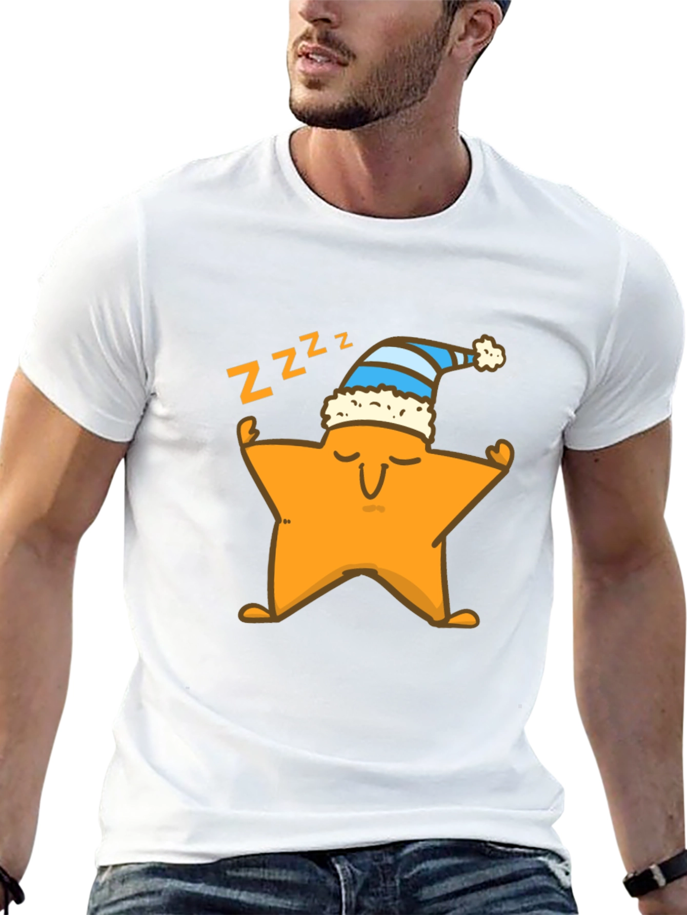 Sleepy Star Graphic Tee - Black Cotton T-Shirt
