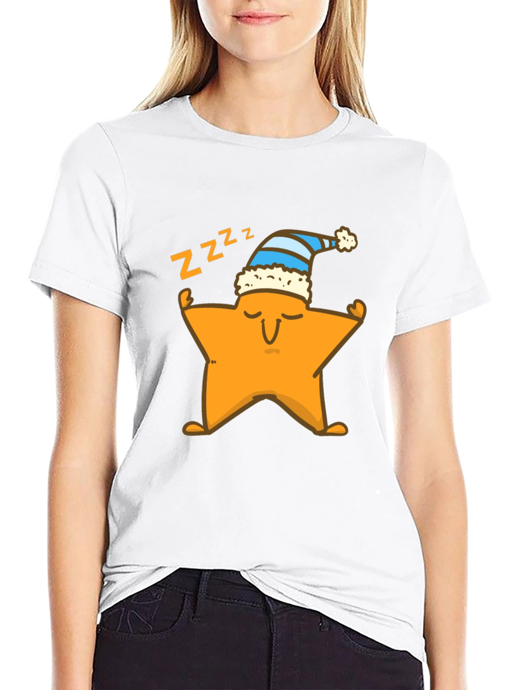 Sleepy Star Graphic Tee - Black Cotton T-Shirt