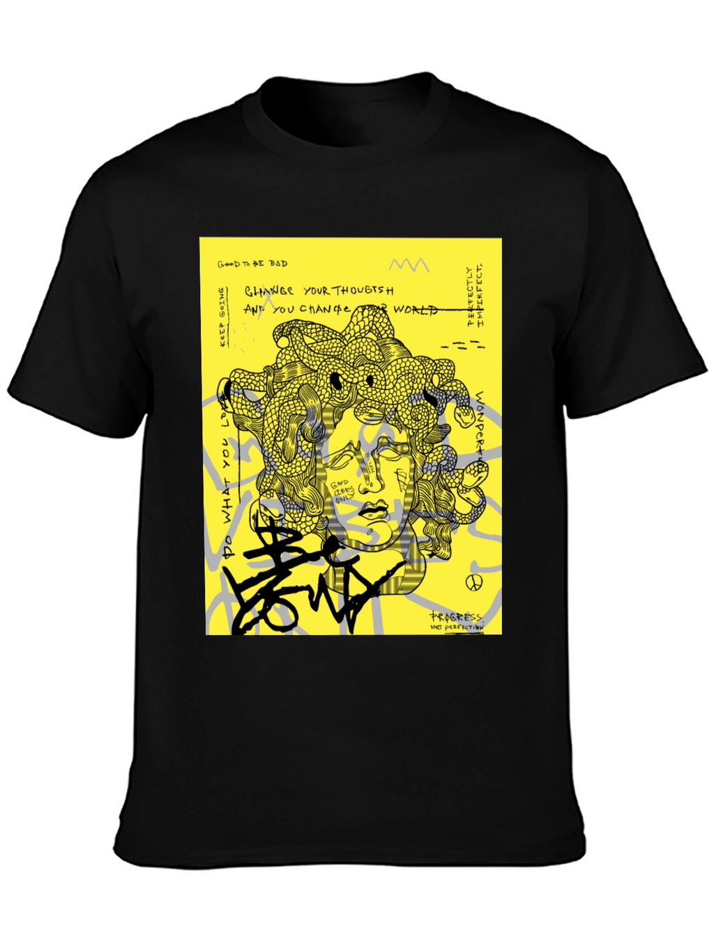 Medusa Graphic Print Black T-Shirt