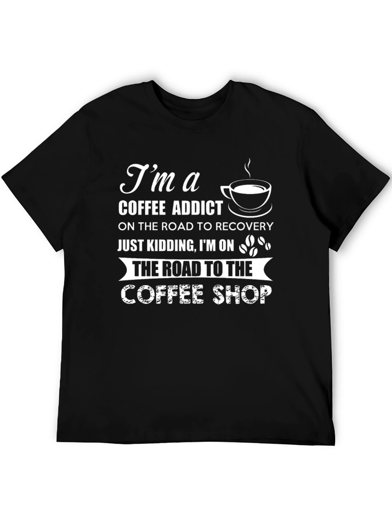 Coffee Addict T-Shirt - Road to Coffee Shop Graphic Tee