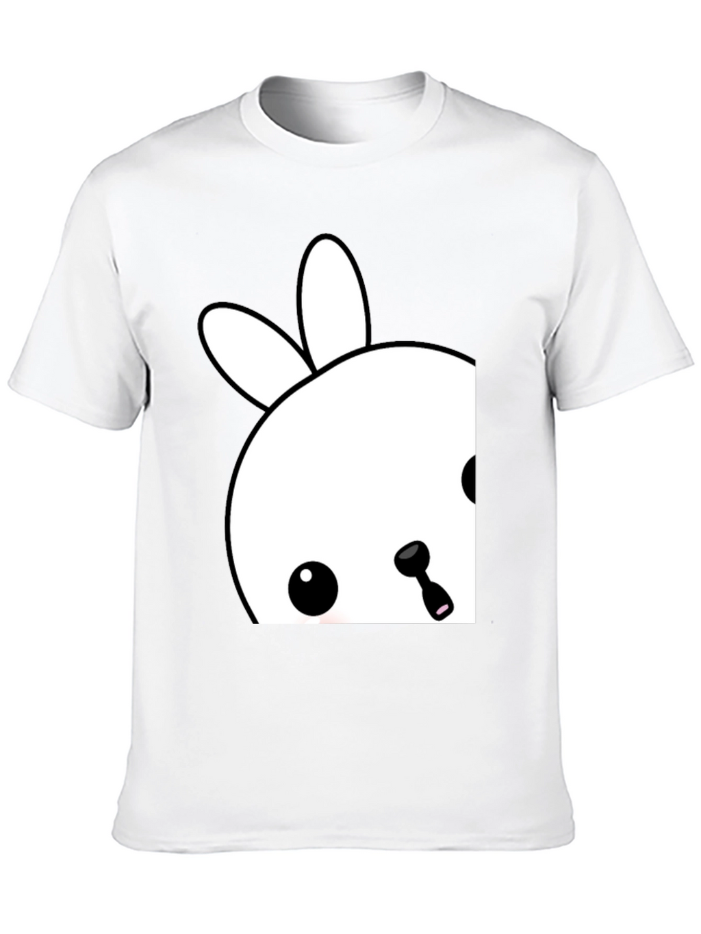 Cute Bunny Graphic Tee - Black Cotton Blend
