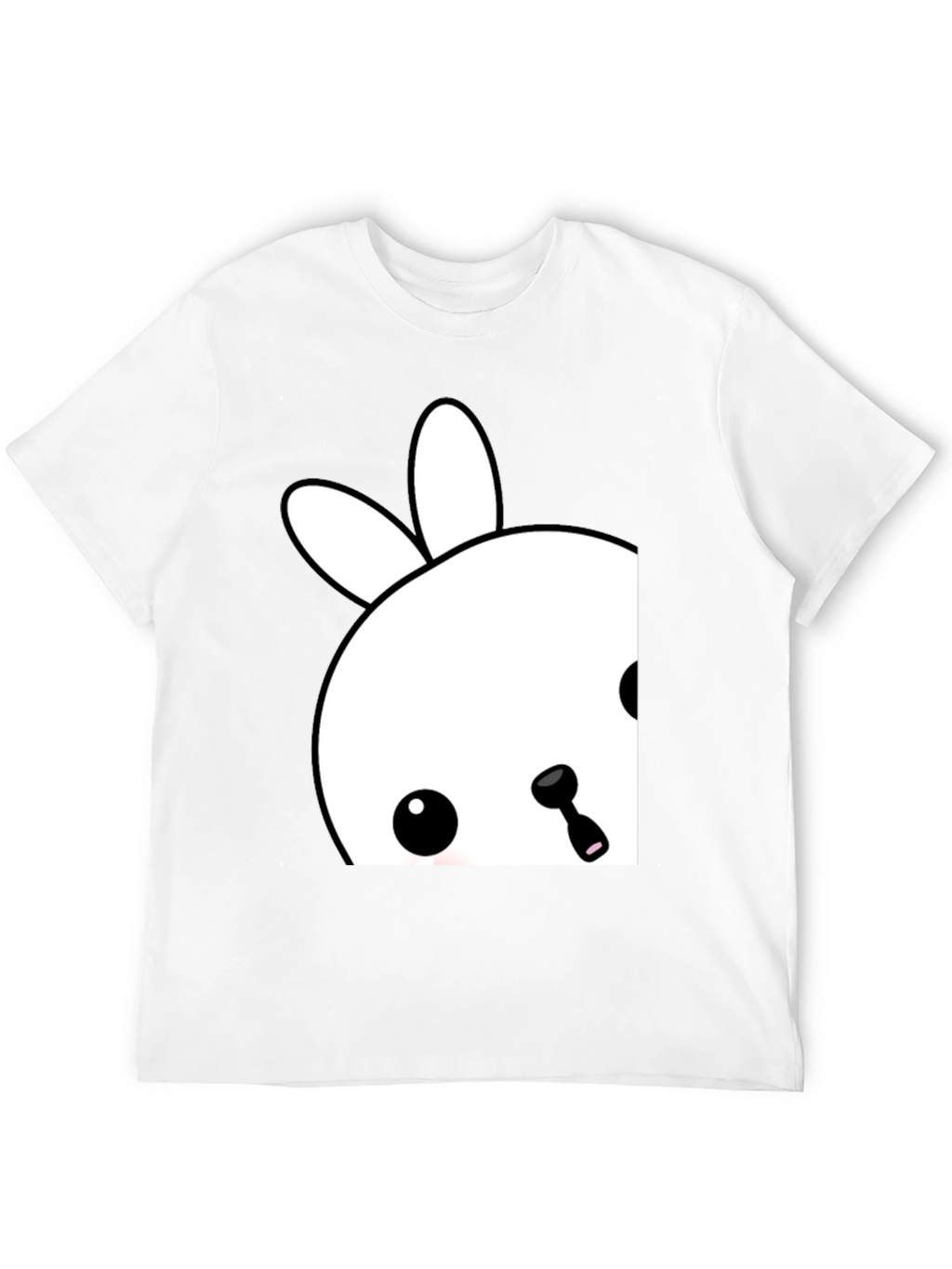 Cute Bunny Graphic Tee - Black Cotton Blend