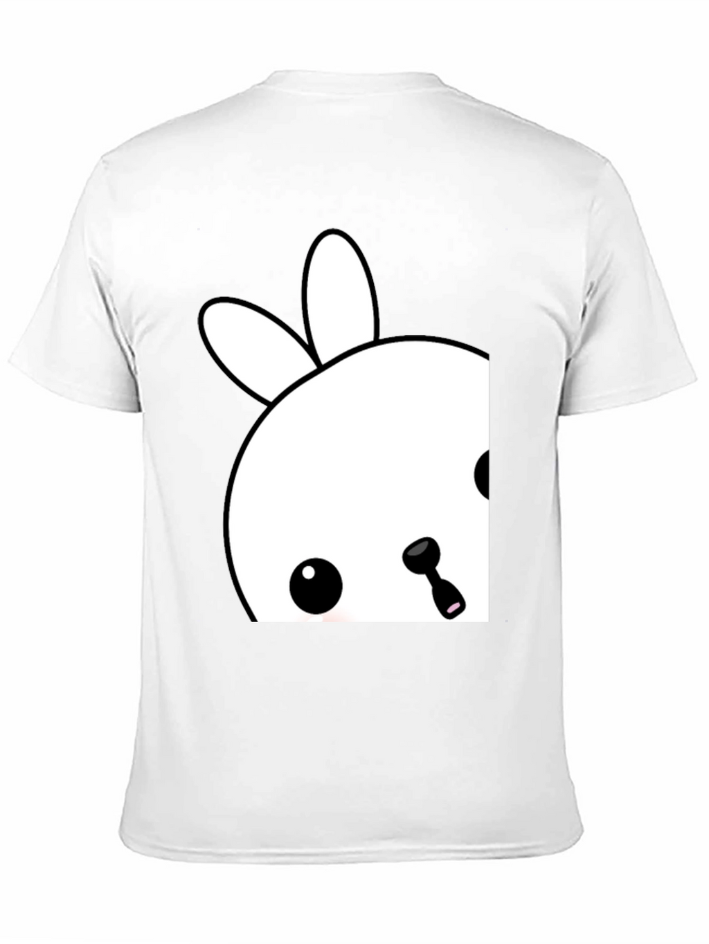 Cute Bunny Graphic Tee - Black Cotton Blend