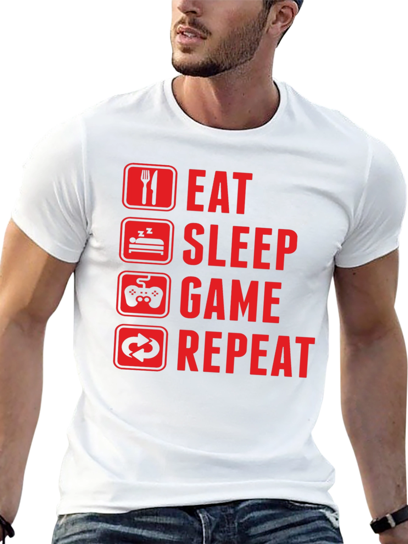 Eat Sleep Game Repeat Graphic Tee - Gamers Must-Have