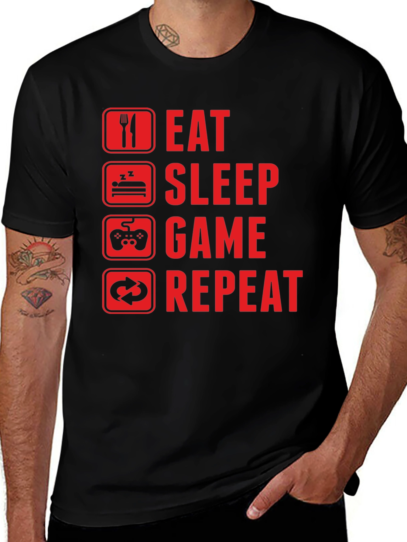 Eat Sleep Game Repeat Graphic Tee - Gamers Must-Have