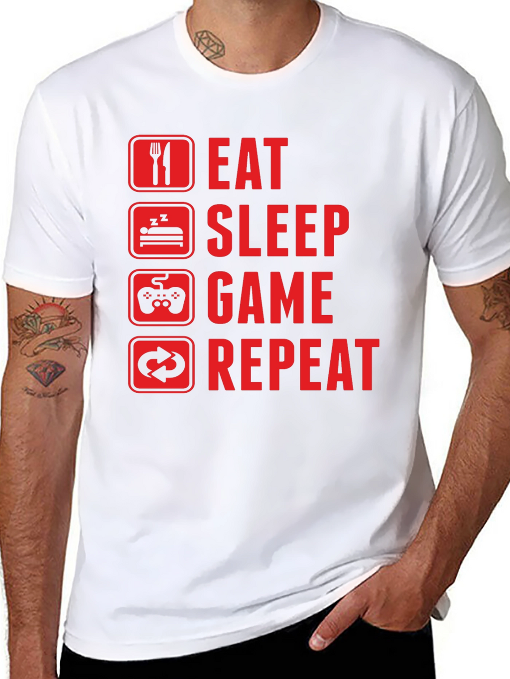 Eat Sleep Game Repeat Graphic Tee - Gamers Must-Have