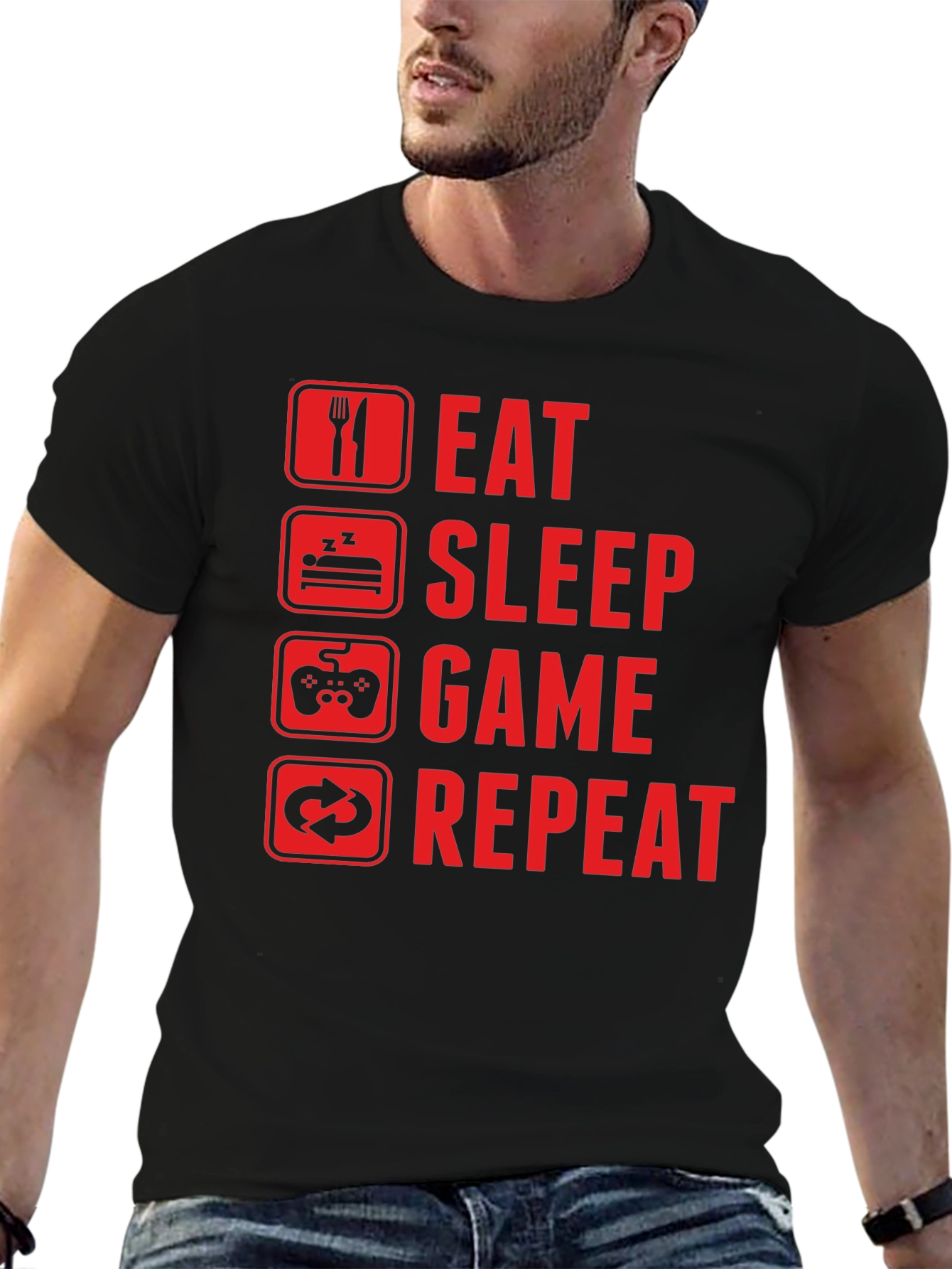 Eat Sleep Game Repeat Graphic Tee - Gamers Must-Have