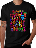 Abstract Faces Graphic Print Black T-Shirt
