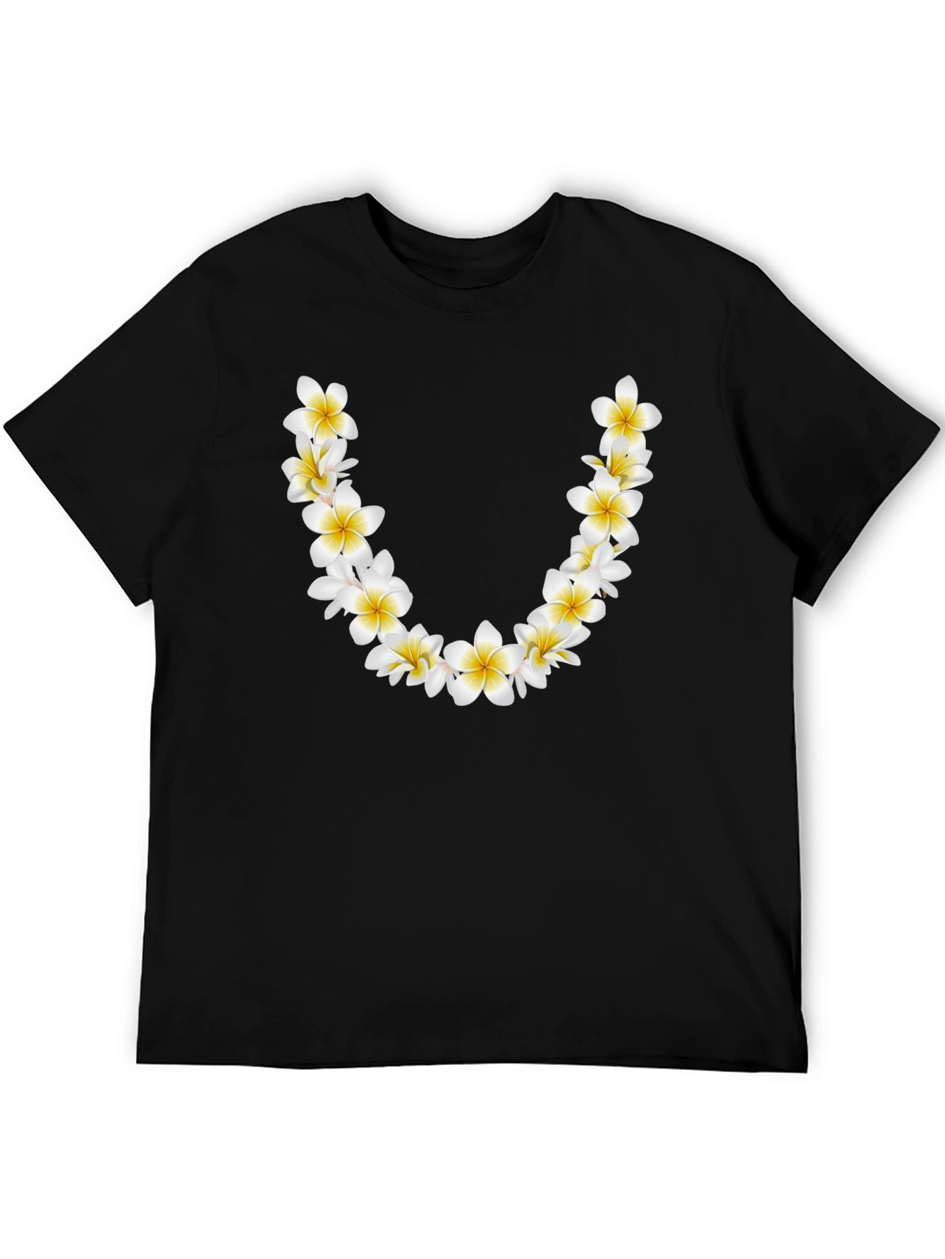 Floral Lei Graphic Black T-Shirt
