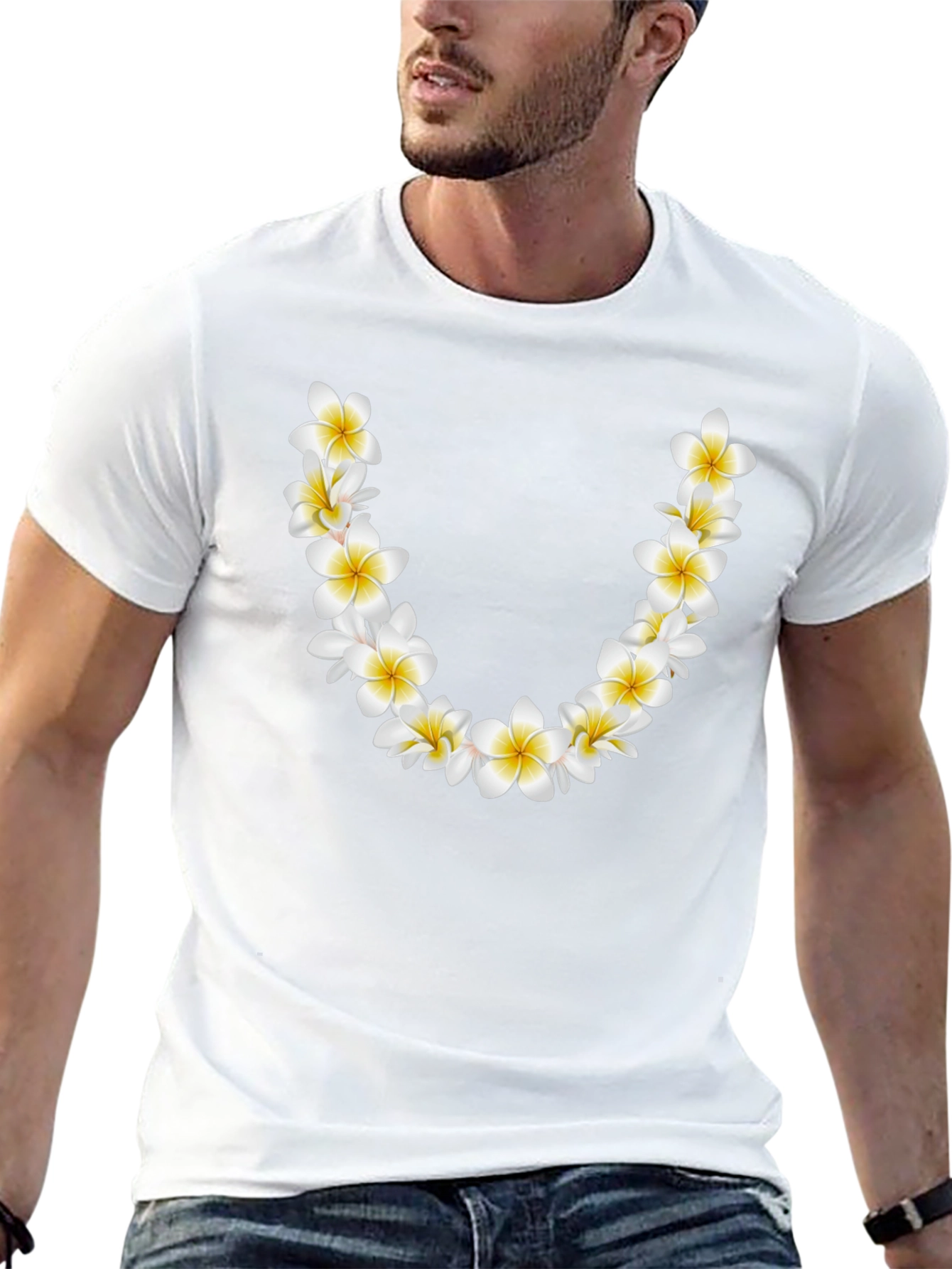 Floral Lei Graphic Black T-Shirt