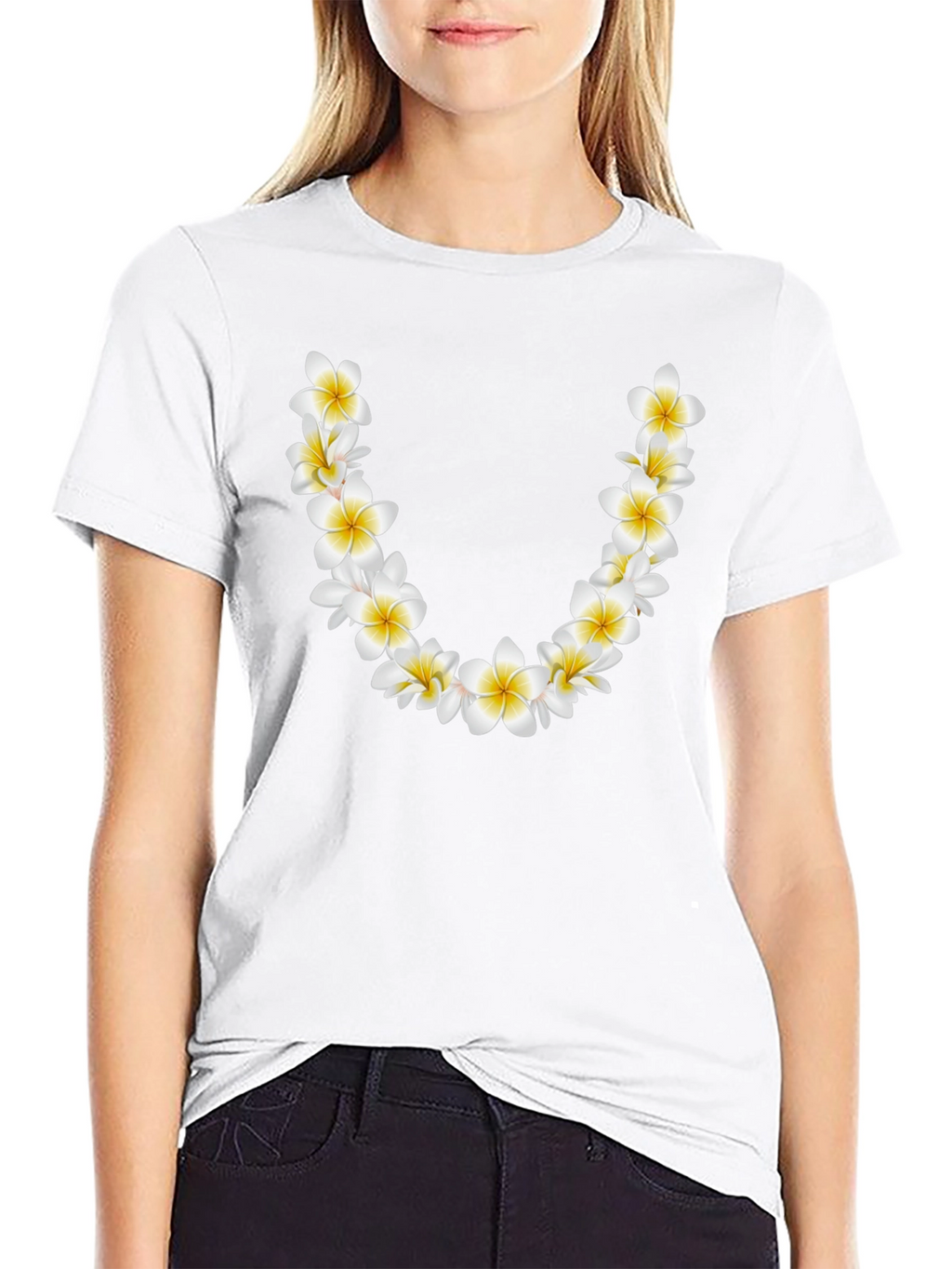 Floral Lei Graphic Black T-Shirt