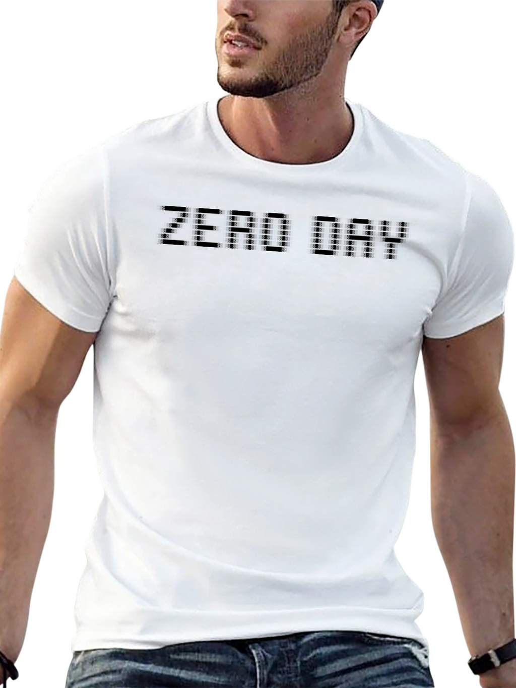 Zero Day Pixel Text Graphic Black T-Shirt
