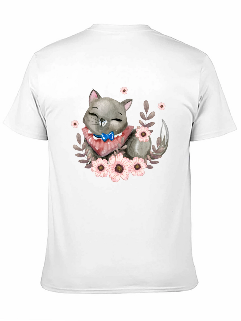 Cute Cartoon Cat Floral T-Shirt