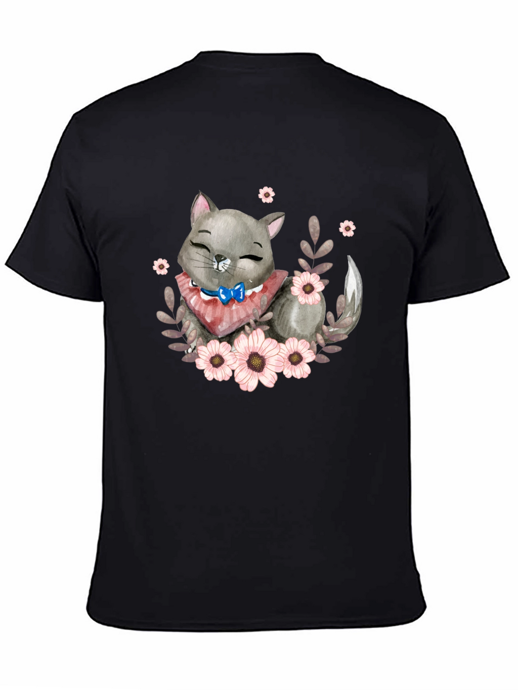 Cute Cartoon Cat Floral T-Shirt