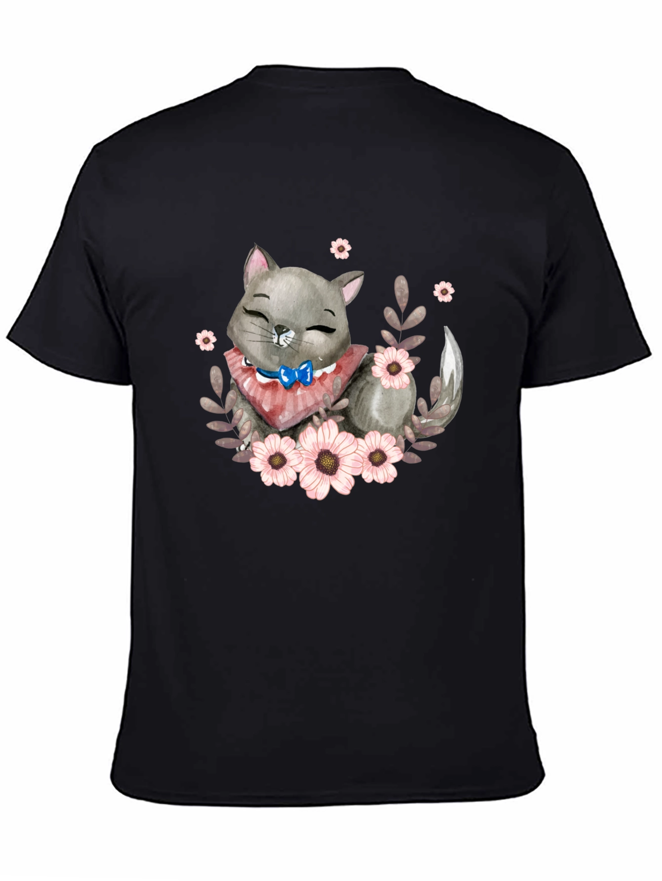 Cute Cartoon Cat Floral T-Shirt