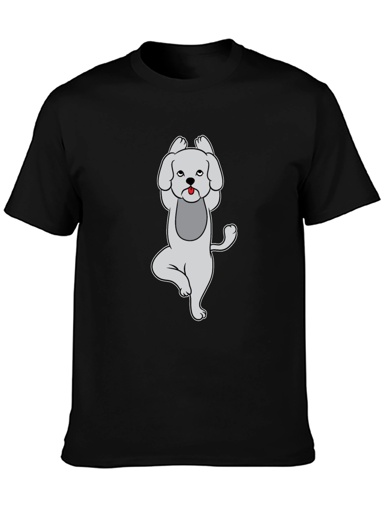 Yoga Dog Graphic T-Shirt - Black Casual Tee