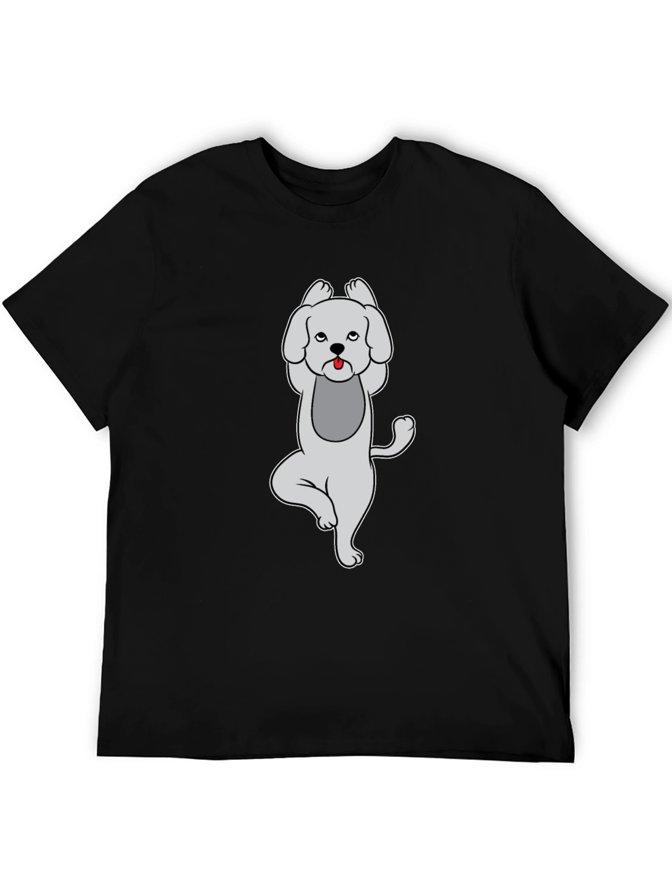 Yoga Dog Graphic T-Shirt - Black Casual Tee