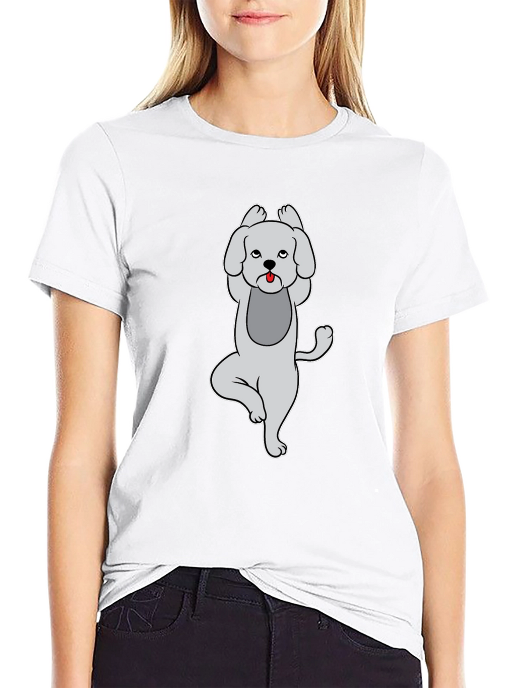 Yoga Dog Graphic T-Shirt - Black Casual Tee