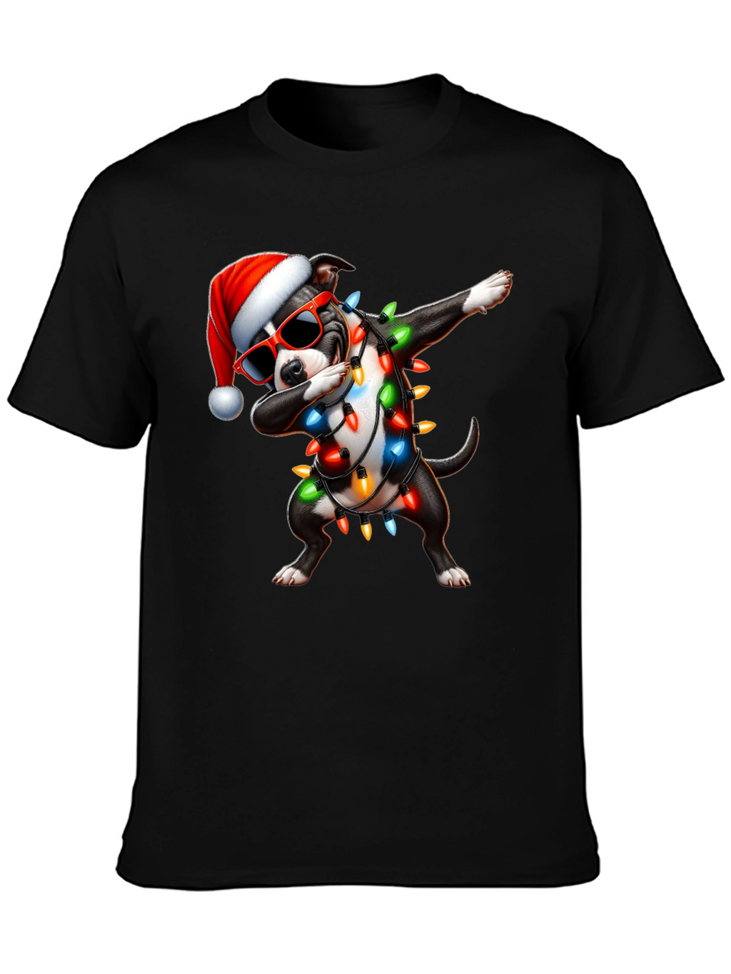 Dabbing Dog Christmas Lights T-Shirt