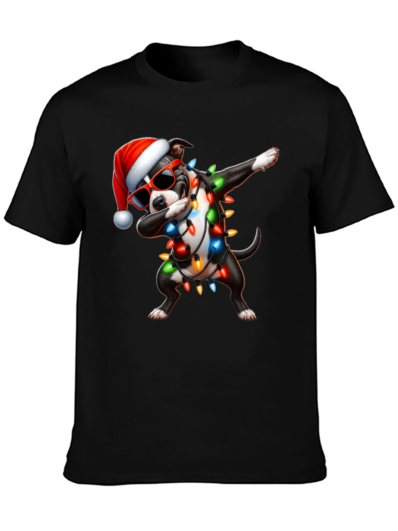 Dabbing Dog Christmas Lights T-Shirt