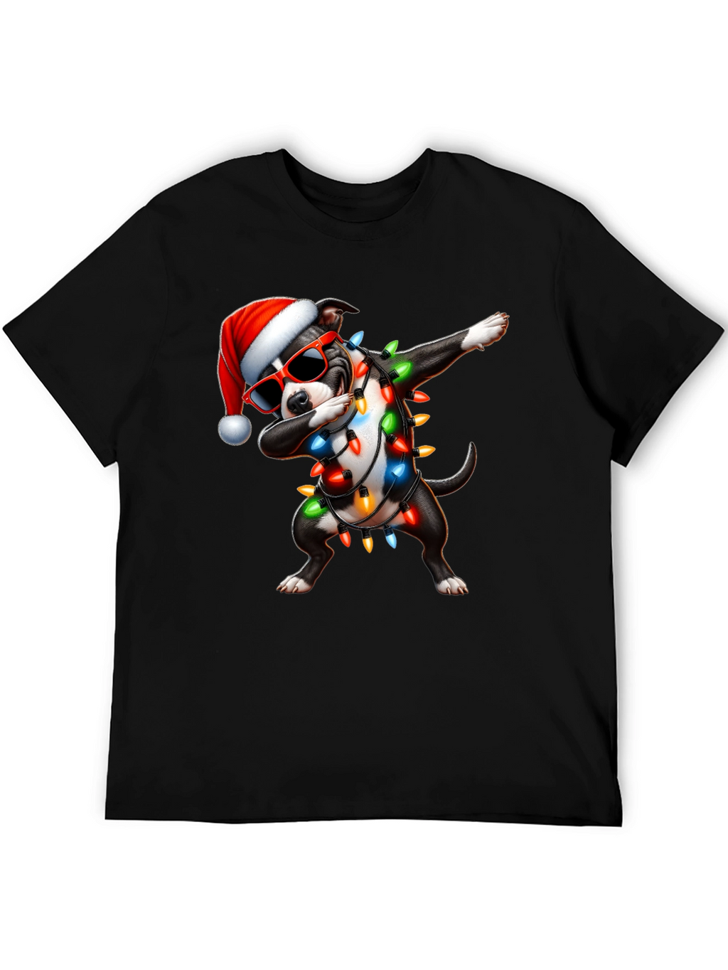 Dabbing Dog Christmas Lights T-Shirt