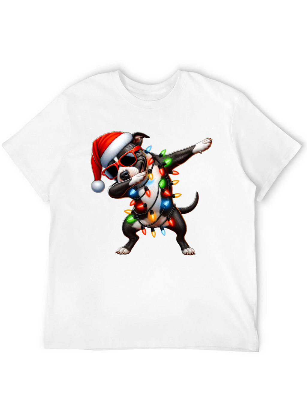 Dabbing Dog Christmas Lights T-Shirt