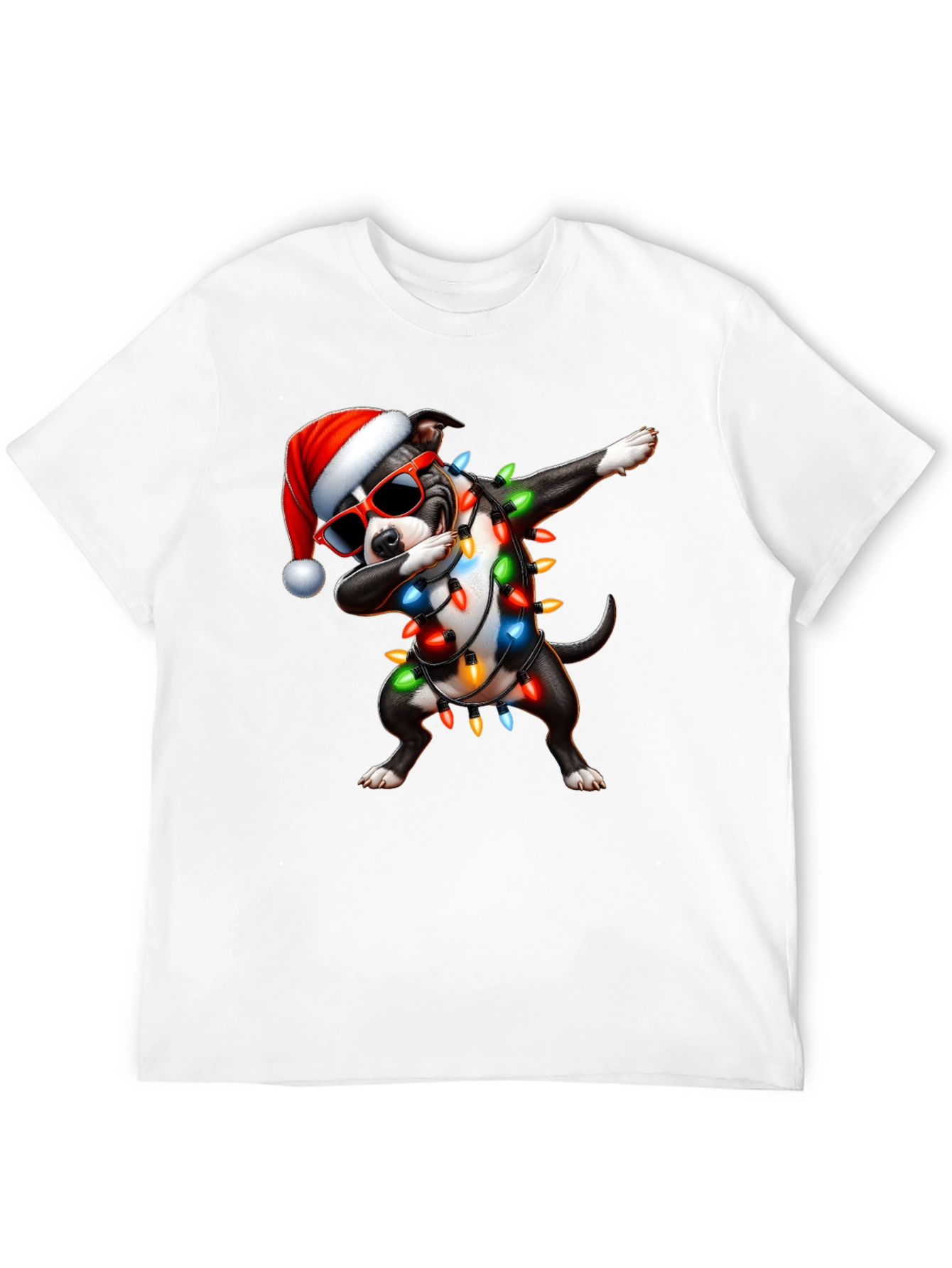 Dabbing Dog Christmas Lights T-Shirt