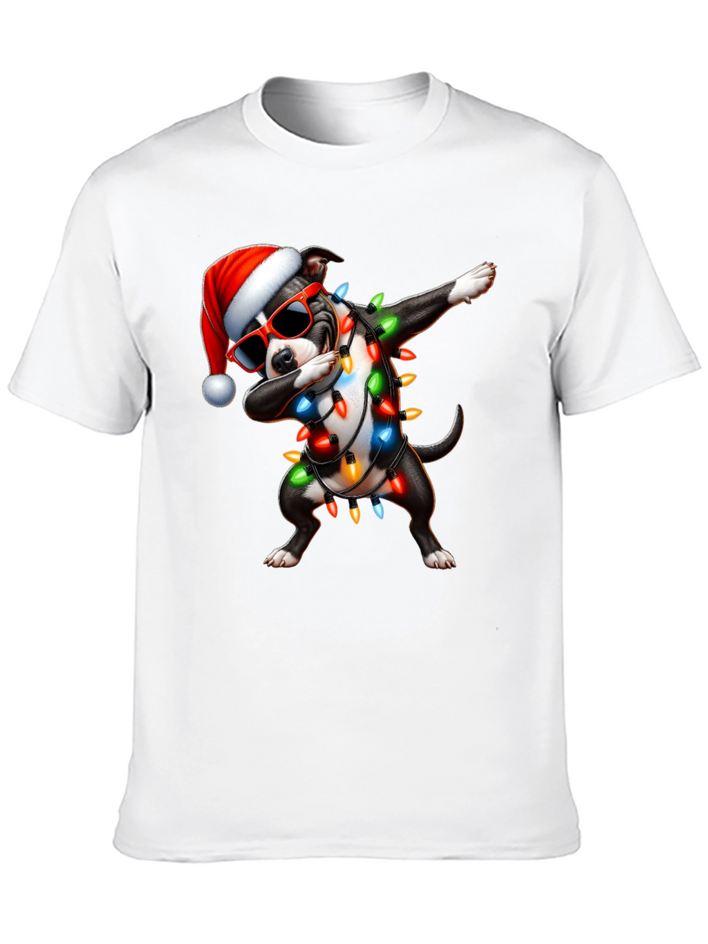 Dabbing Dog Christmas Lights T-Shirt