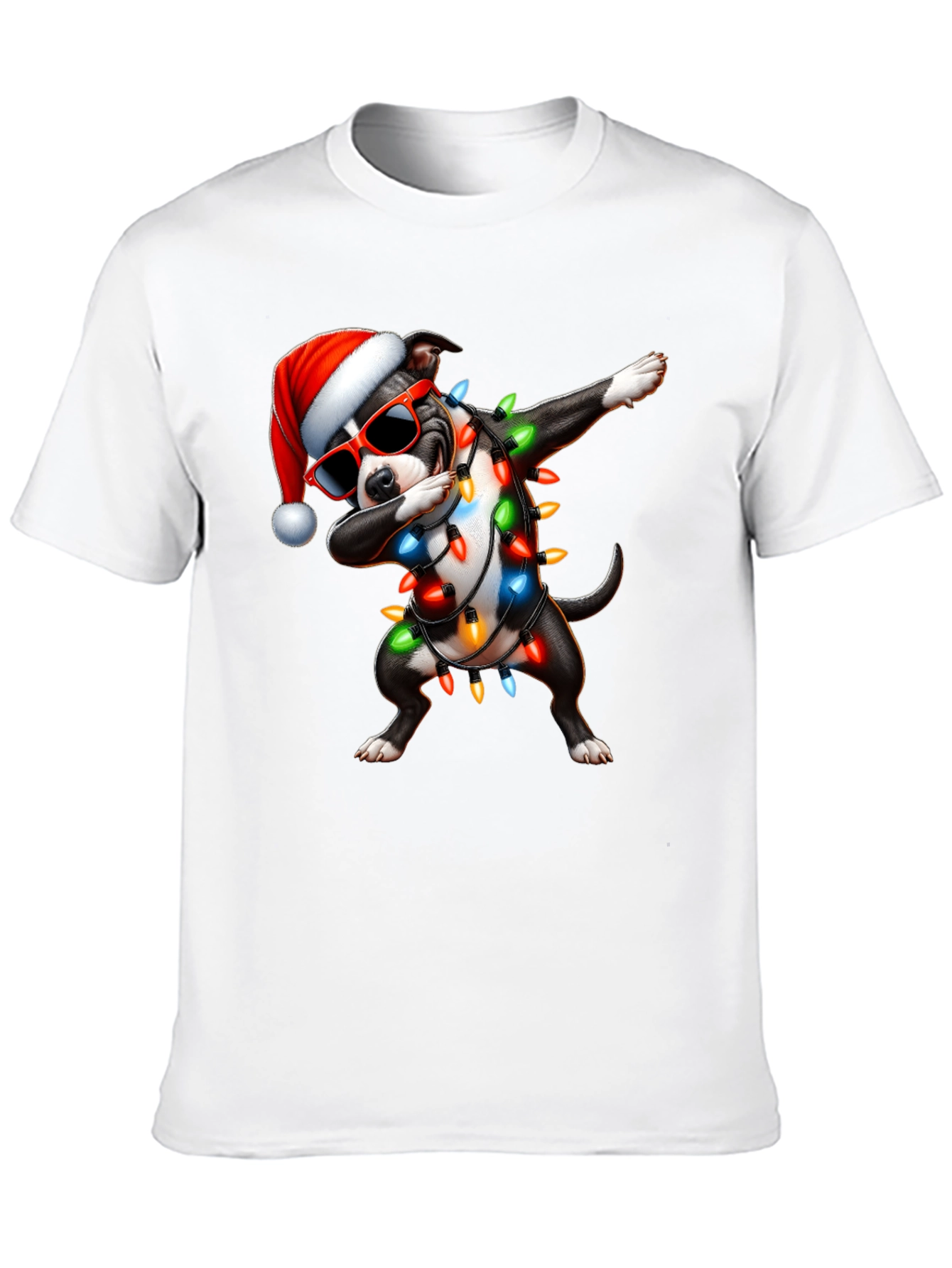 Dabbing Dog Christmas Lights T-Shirt