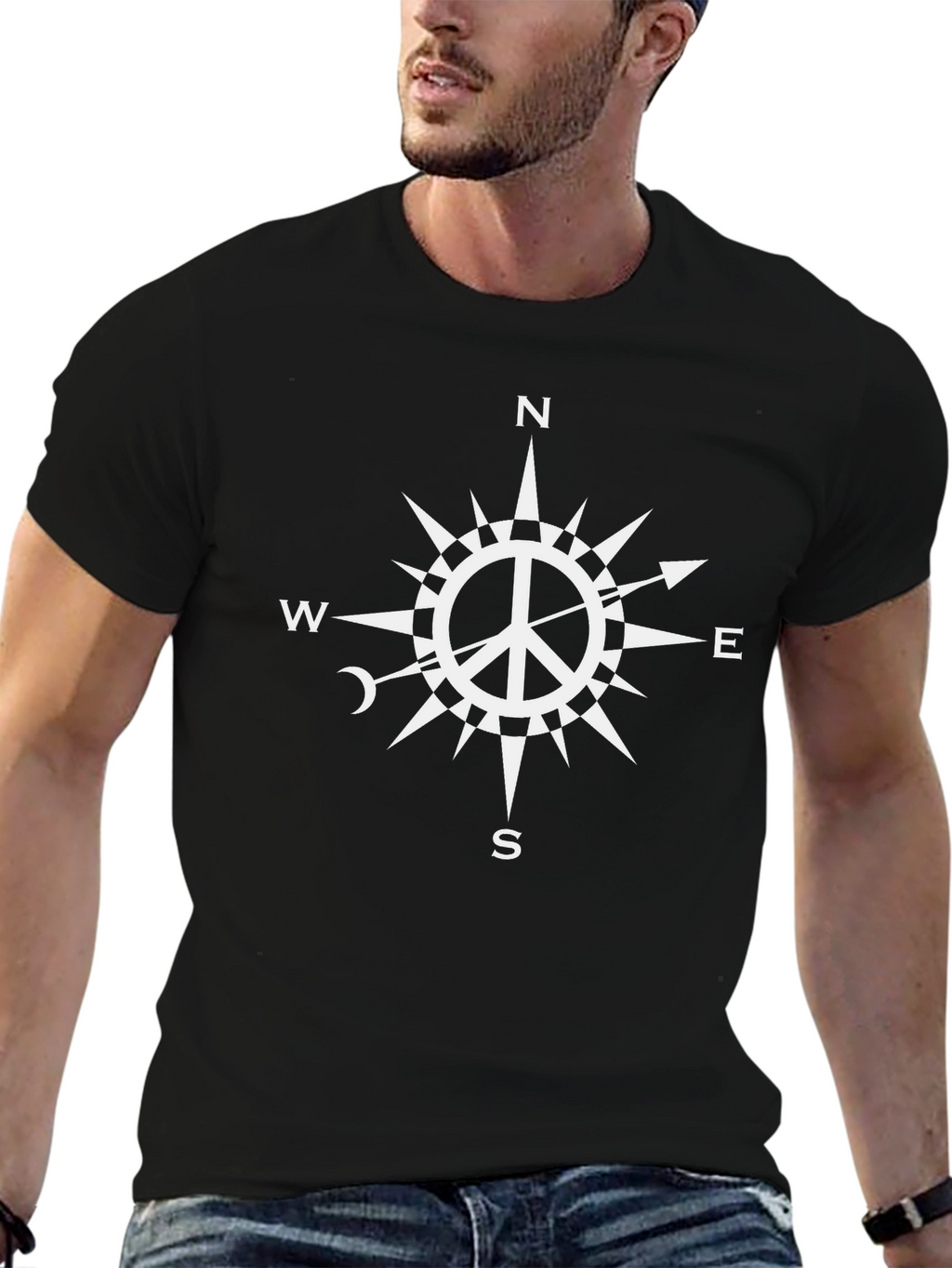 Peace Compass Rose Graphic Tee - Stylish Mens T-Shirt