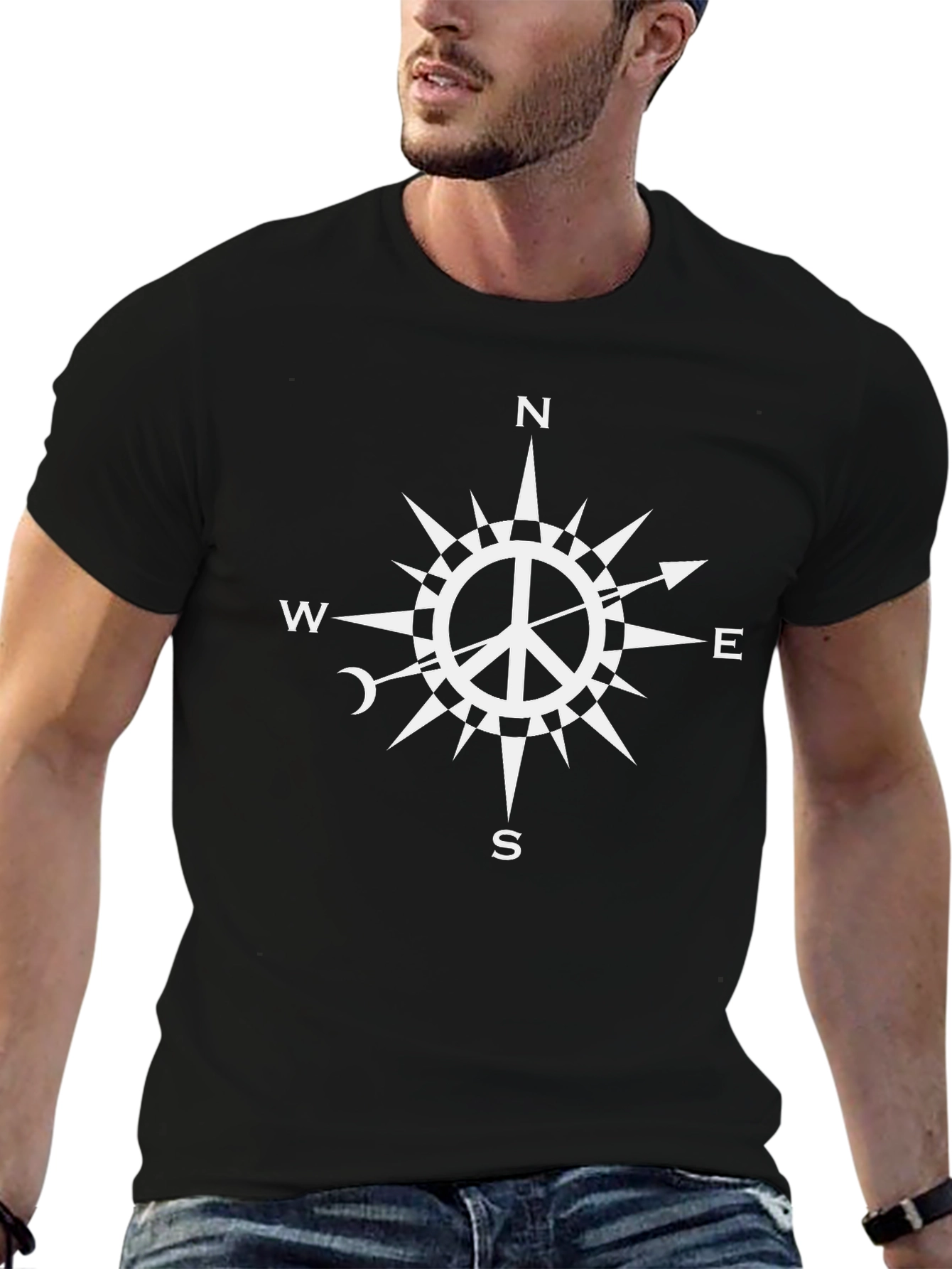 Peace Compass Rose Graphic Tee - Stylish Mens T-Shirt