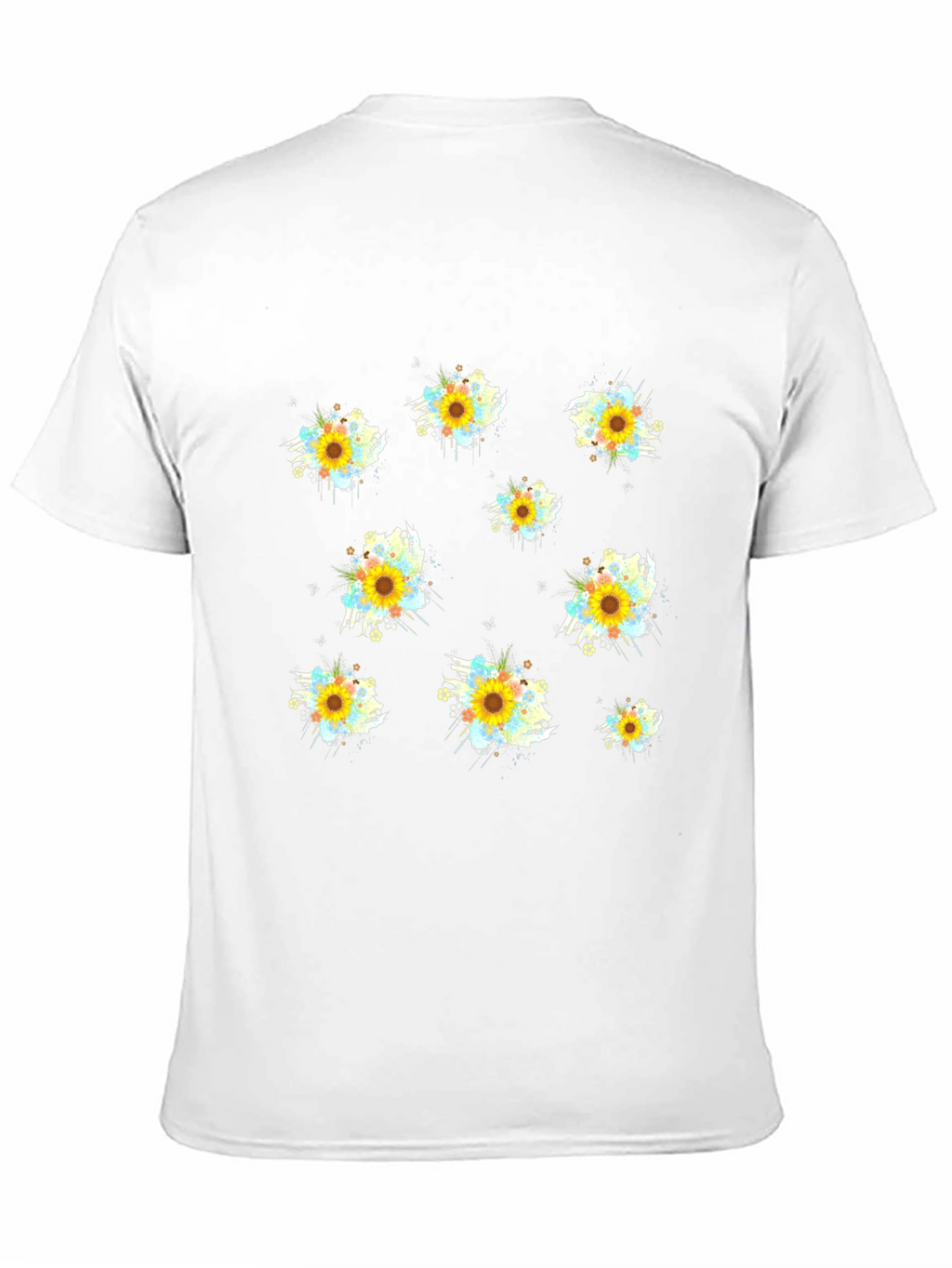 Sunflower Splash Print Black T-Shirt
