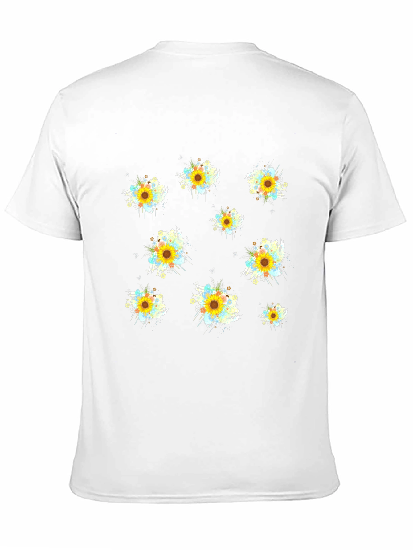 Sunflower Splash Print Black T-Shirt