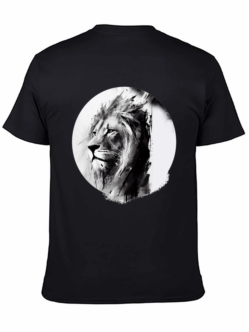 Lion Graphic Print Black T-Shirt