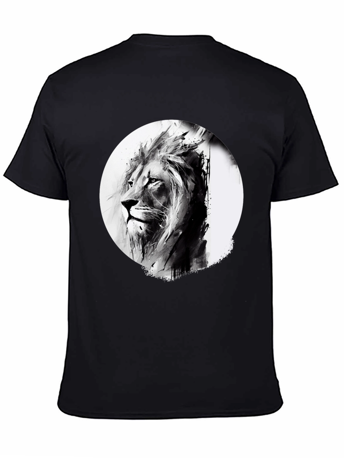 Lion Graphic Print Black T-Shirt