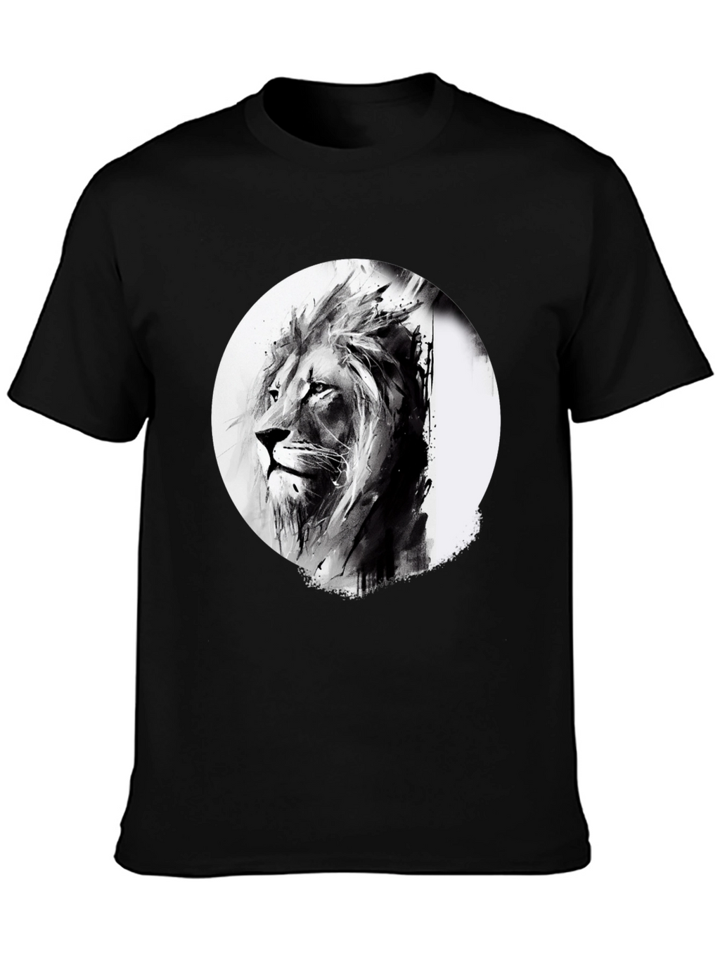 Lion Graphic Print Black T-Shirt