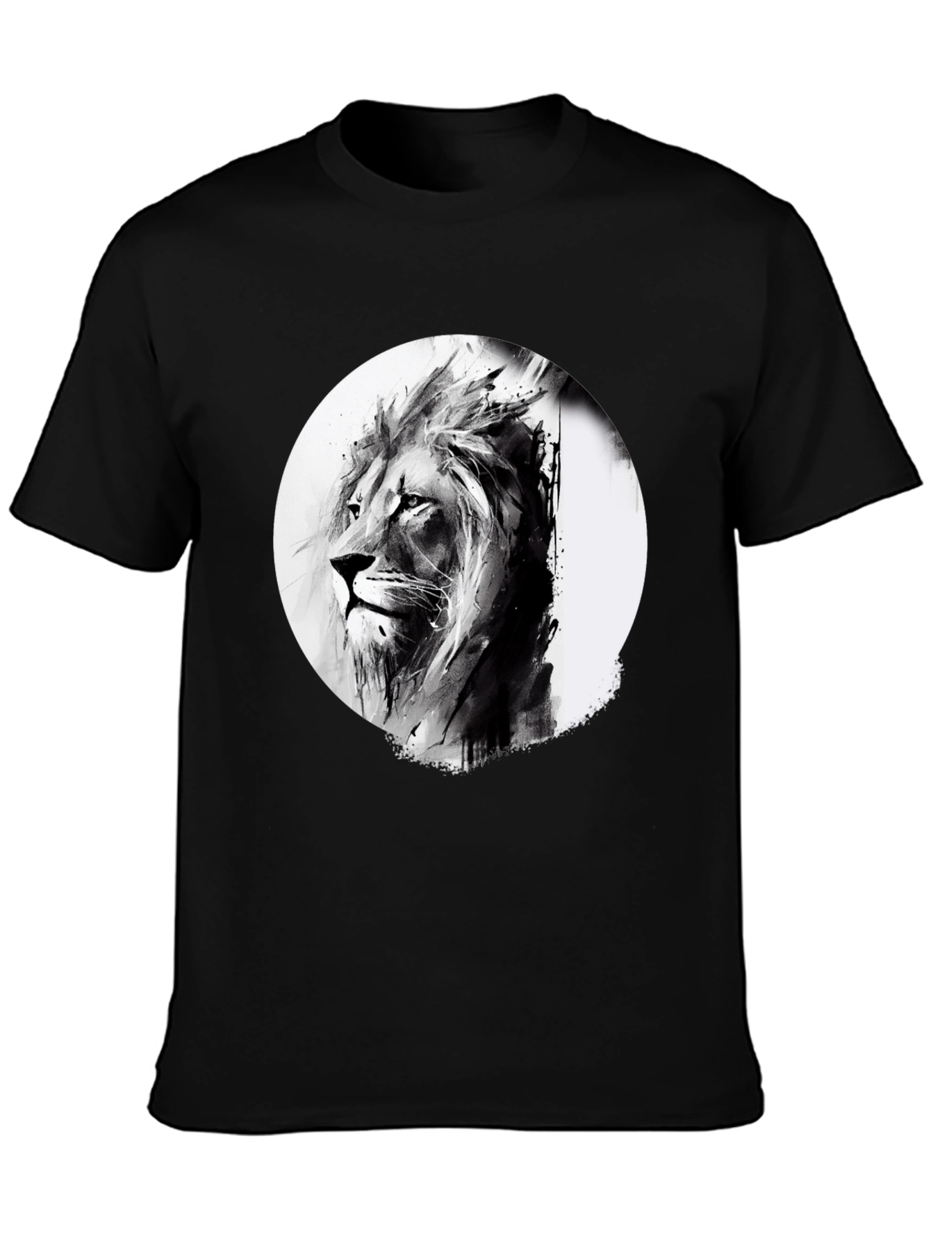 Lion Graphic Print Black T-Shirt