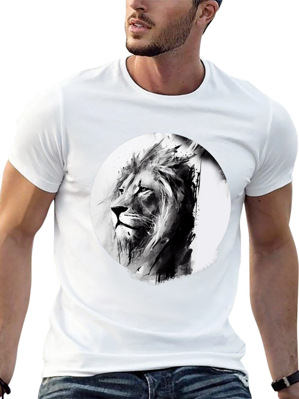 Lion Graphic Print Black T-Shirt