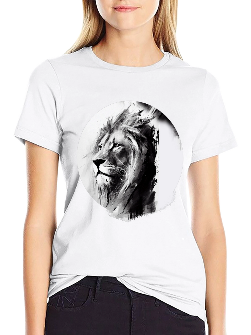Lion Graphic Print Black T-Shirt