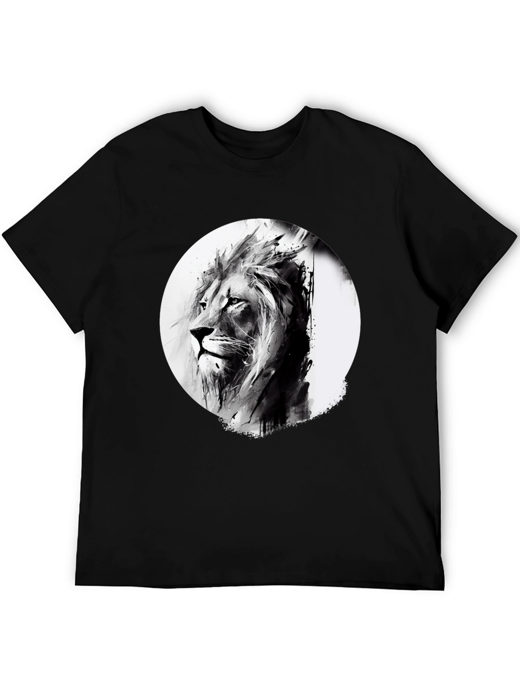 Lion Graphic Print Black T-Shirt