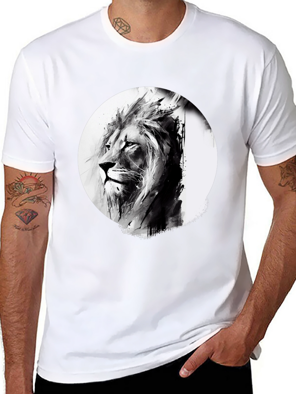 Lion Graphic Print Black T-Shirt