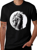 Lion Graphic Print Black T-Shirt