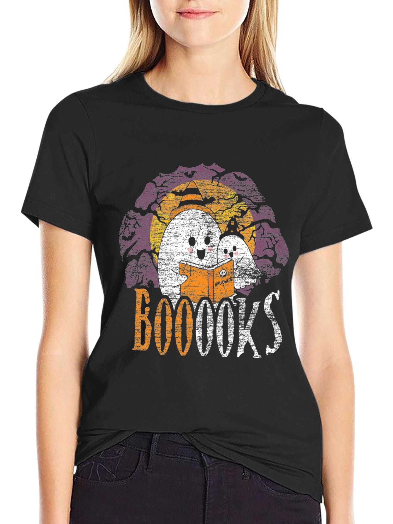 Booooks! Halloween Ghost Reading T-Shirt