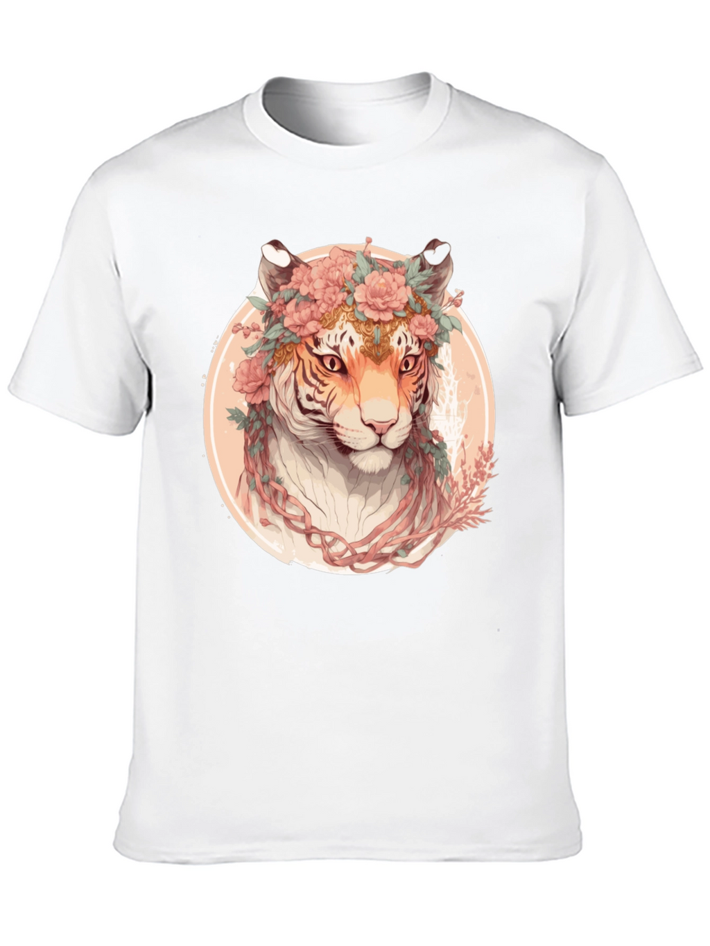Floral Tiger Graphic T-Shirt - Unique Artistic Design