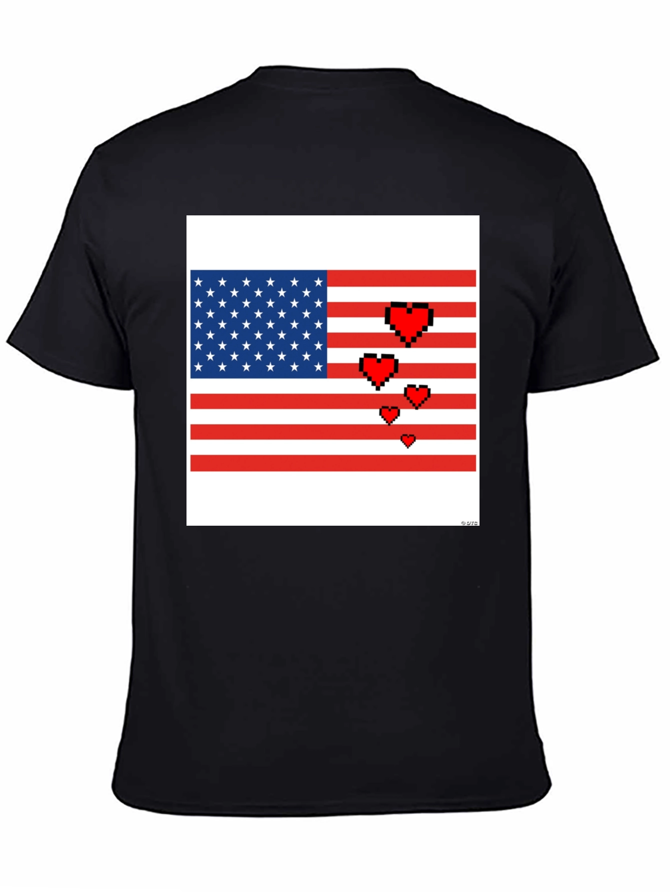 Pixel American Flag Heart T-Shirt