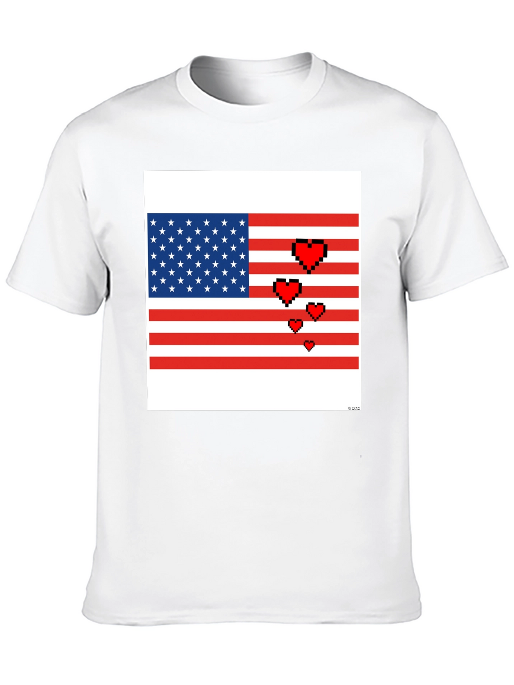 Pixel American Flag Heart T-Shirt