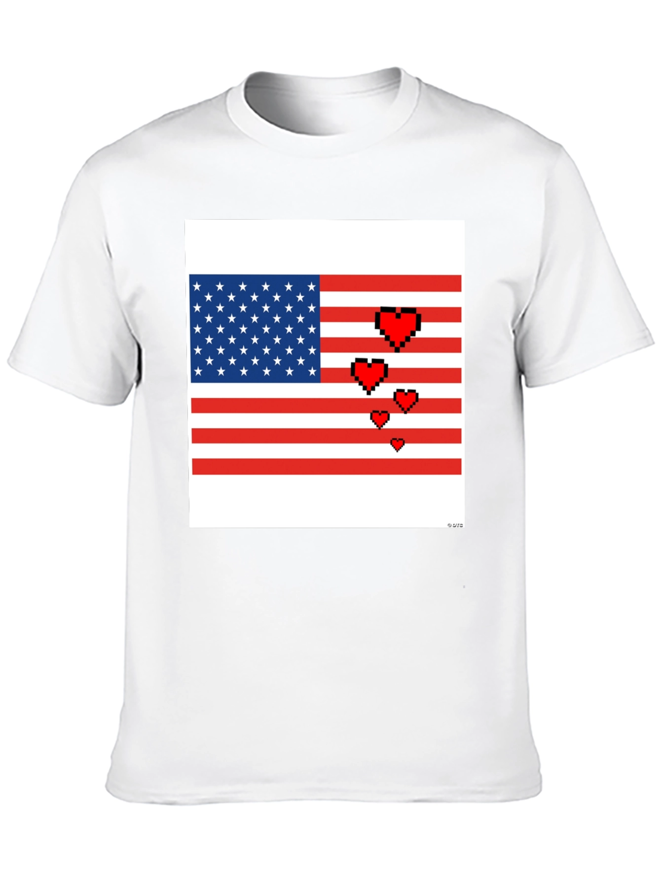 Pixel American Flag Heart T-Shirt
