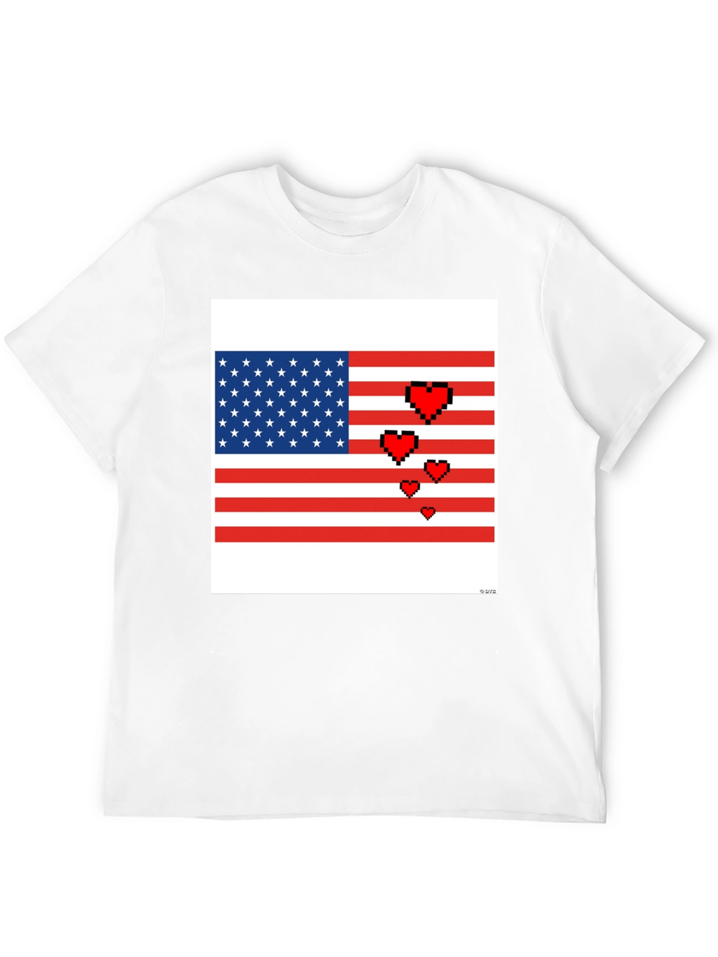 Pixel American Flag Heart T-Shirt